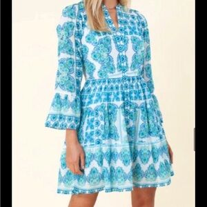 Hale Bob Leela Voile Dress in blue
